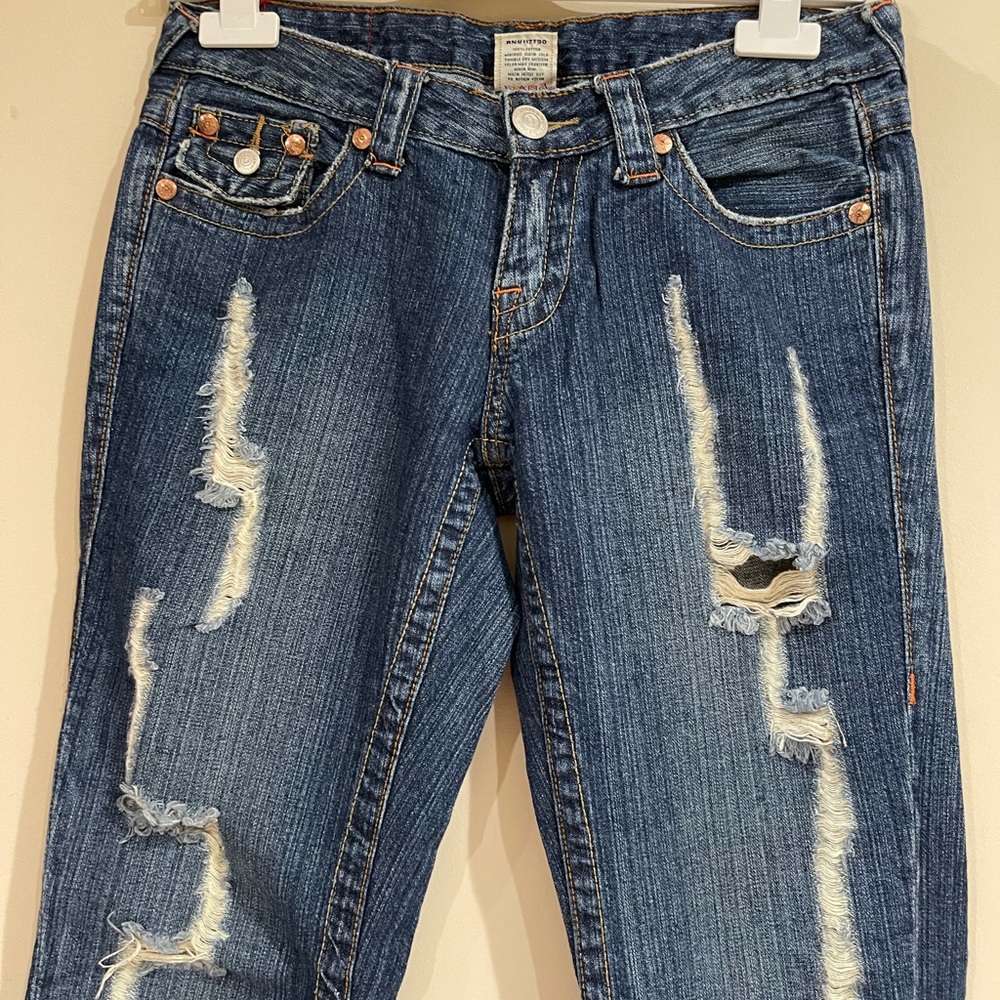 True Religion Distressed Bootcut Jeans. Size 28 - Picture 3 of 16